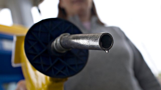 A drop of E85, a mixture of 85 percent ethanol and gasoline, 